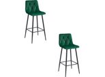 Sgabello Da Bar Nado Hocker - Velluto Verde Scuro / Gambe Nere 2 Pezzi