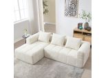 Lvhom Divano Angolare Con Funzione Letto A L, Divano Letto Con Tasche Laterali, 3 Posti, Divano Da Salotto, Divano, Divano Letto, Set Di Divani Angolari Imbottiti, Beige