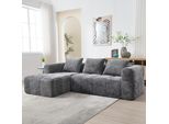 Lvhom Divano Angolare Con Funzione Letto A L, Divano Letto Con Tasche Laterali, 3 Posti, Divano Da Soggiorno, Divano, Divano Letto, Set Di Divani Angolari Imbottiti, Grigio