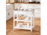Sobuy Carrello Portavivande Con 4 Ruote Carrello Da Cucina Con Piano Di Lavoro Isola Mobile Da Cucina Carrello Da Cucina Scaffale Da Cucina In Piedi Per La Casa Outdoor FKW47-II-W
