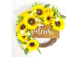 Ghirlanda Di Girasoli Artificiali, 45*40 Cm, Ghirlanda Decorativa Per Porte Da Interni Ed Esterni