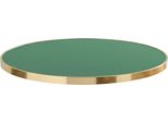 Piano Rotondo Bianco Con Bordo Dorato, 60 Cm, Verde/Oro Opaco - Oviala Montmartre