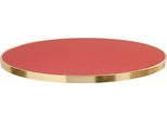 Piano Tavolo Rotondo Bianco Con Bordo Oro, 60 Cm, Rosso/Oro Opaco - Oviala Montmartre