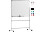 Lavagna Magnetica Fortuna Lai 120 X 90 Cm Lavagna Magnetica Bifacciale Con Supporto, Rotelle, 6 Pennarelli E 1 Spugna Cancellabile, Lavagna Magnetica Girevole A 360° E Regolabile Su 3 Livelli Per L'ufficio E La Casa
