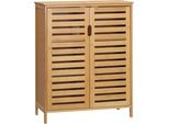 Fortuna Lai Armadio Da Bagno Armadio Da Bagno Armadio Ausiliario Con 2 Ante A Lamelle, 2 Ripiani Interni, Armadio Portaoggetti In Bambù Per Bagno, Soggiorno 68 X 32 X 86 Cm Naturale