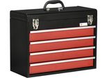 Fortuna Lai Cassetta Degli Attrezzi 4 Cassetti Serratura In Acciaio Nero+Rosso 51X22X39,5 Cm