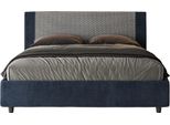 Ityhome - Letto Con Rete Imbottito 160X190 Tessuto Labirinto 09 Blu Rosal