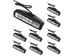 Fiqops Led Luce Da Lavoro 12V 24V Led Faro Trattore Luce Da Lavoro, Led Faro 12V Trattore Per Offroad, Suv, Atv, Led Faretto Auto 18W, 10 Pezzi