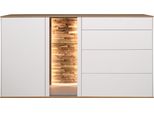 Kommode MÄUsbacher, Weiß (Ice Weiß Supermatt, Asteiche), B:169Cm H:90Cm T:42Cm, Sideboards, Kommode, Faro Sideboard B 169 Cm, Inkl. Beleuchtung, Push To Open Funktion