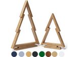 Be4Nature Set Albero Di Natale In Legno 2 Pezzi, 38 E 55 Cm Abete In Legno Di Pino, Beige, Decorazione Natalizia Naturale