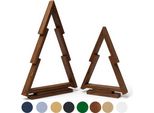 Be4Nature Set Albero Di Natale In Legno 2 Pezzi, Albero Di Natale In Legno Di Pino Da 38 E 55 Cm, Marrone Scuro, Elegante Decorazione Natalizia