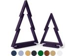 Be4Nature Set Albero Di Natale In Legno 2 Pezzi, Albero Di Natale In Legno Di Pino Da 38 E 55 Cm, Grigio, Decorazione Natalizia Moderna