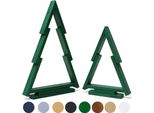 Be4Nature Set Albero Di Natale In Legno 2 Pezzi, Albero Di Natale In Legno Di Pino Da 38 E 55 Cm, Verde Scuro, Classica Decorazione Natalizia