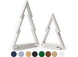Be4Nature Set Albero Di Natale In Legno 2 Pezzi, Albero Di Natale In Legno Di Pino Da 38 E 55 Cm, Bianco Alpino, Decorazione Natalizia Scandinava