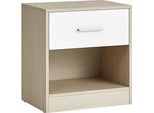 Vasagle Comodino, Tavolino, Con Cassetto, Maniglia, Vano A Giorno, Tavolino, Per Camera Da Letto, Soggiorno, Beige Naturale-Bianco Classico