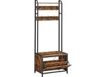 Vasagle Appendiabiti Con Scarpiera, Appendiabiti Con Panca, Appendiabiti, Scarpiera, 7 Ganci, Ripiano Superiore, Per Corridoio, Camera Da Letto