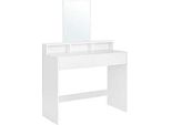 Vasagle RDT163W01 Tavolo Da Toilette, Con Grande Specchio, Toletta, 2 Cassetti, 3 Vani A Giorno, Moderno, Bianco