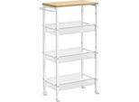 Vasagle Carrello 4 Livelli, Carrello Da Cucina Stretto, Ripiano A Nicchia Su Rotelle, Acciaio, Maniglia, Per Piccoli Ambienti, 22 X 45,5 X 77 Cm, Cucina, Bagno, Soggiorno