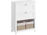 Mobili Da Bagno Vasagle, Mobile Contenitore, 2 Cassetti Con 1 Divisorio Regolabile, 2 Cestini, Credenza, 30 X 60 X 80 Cm, Bianco Nuvola