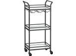 Carrello Di Servizio Vasagle, 3 Livelli, Carrello, Con Ruote, Maniglie, Ripiani In Vetro A Specchio, Per Piccoli Ambienti, Cucina, Sala Da Pranzo, Bar, Nero