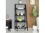 Madesa Libreria Con 5 Ripiani, Scaffale A Scaletta Con Ripiano, Autoportante, Legno, 135 X 38 X 61 Cm - Nero