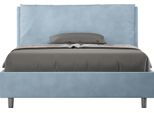 Ityhome - Letto Matrimoniale Francese Con Rete Imbottito 140X210 Microfibra Azzurro Antea Large