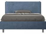 Ityhome - Letto Matrimoniale Francese Senza Rete Imbottito 140X190 Microfibra Blu Appia Large