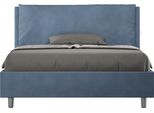 Ityhome - Letto Matrimoniale Francese Contenitore Imbottito 140X210 Microfibra Blu Antea Large