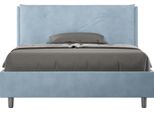 Ityhome - Letto Matrimoniale Francese Contenitore Imbottito 140X190 Microfibra Azzurro Appia Large
