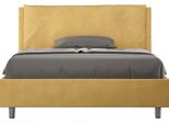 Ityhome - Letto Matrimoniale Francese Contenitore Imbottito 140X210 Microfibra Ocra Antea Large