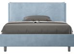 Ityhome - Letto Matrimoniale Francese Con Rete Imbottito 140X210 Microfibra Azzurro Appia Large