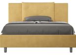 Ityhome - Letto Matrimoniale Francese Contenitore Imbottito 140X190 Microfibra Ocra Appia