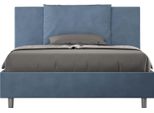Ityhome - Letto Matrimoniale Francese Senza Rete Imbottito 140X210 Microfibra Blu Antea