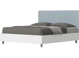 Ityhome - Letto Senza Rete 160X190 Struttura Bianco Frassino Testata Microfibra Azzurro Kaia