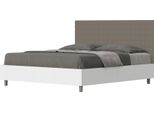 Ityhome - Letto Contenitore 160X190 Struttura Bianco Frassino Testata Pelle Finta Cappuccino Burmy