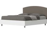 Ityhome - Letto Senza Rete 160X200 Struttura Bianco Frassino Testata Pelle Finta Cappuccino Antilia