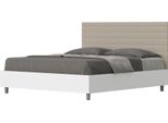 Ityhome - Letto Senza Rete 160X190 Struttura Bianco Frassino Testata Pelle Finta Tortora Burmy
