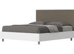 Ityhome - Letto Contenitore 160X190 Struttura Bianco Frassino Testata Pelle Finta Cappuccino Level