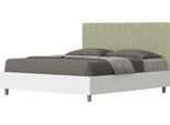 Ityhome - Letto Senza Rete 160X200 Struttura Bianco Frassino Testata Microfibra Tè Verde Kaia