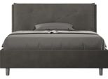 Ityhome - Letto Matrimoniale Francese Contenitore Imbottito 140X190 Microfibra Grigio Appia Large