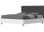 Ityhome - Letto Senza Rete 160X190 Struttura Bianco Frassino Testata Microfibra Grigio Kaia