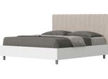 Ityhome - Letto Con Rete 160X200 Struttura Bianco Frassino Testata Microfibra Sabbia Kaia