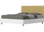 Ityhome - Letto Senza Rete 160X200 Struttura Bianco Frassino Testata Microfibra Ocra Kaia