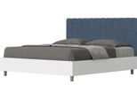 Ityhome - Letto Senza Rete 160X200 Struttura Bianco Frassino Testata Microfibra Blu Kaia