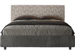 Ityhome - Letto Contenitore Imbottito 160X210 Tessuto Era 02 Grigio Arla