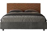 Ityhome - Letto Contenitore Imbottito 160X210 Tessuto Era 04 Arancio Arla