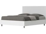 Ityhome - Letto Contenitore 160X200 Struttura Bianco Frassino Testata Pelle Finta Bianco Level