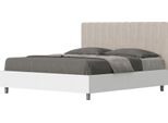 Ityhome - Letto Senza Rete 160X200 Struttura Bianco Frassino Testata Microfibra Sabbia Kaia