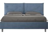 Ityhome - Letto Con Rete Imbottito 160X210 Microfibra Blu Appia
