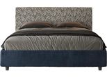 Ityhome - Letto Con Rete Imbottito 160X210 Tessuto Era 09 Blu Arla